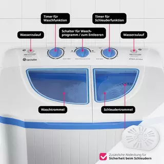 Tectake TecTake 400777 machine à laver avec sèche linge Pose libre Charge  par dessus Bleu, Blanc