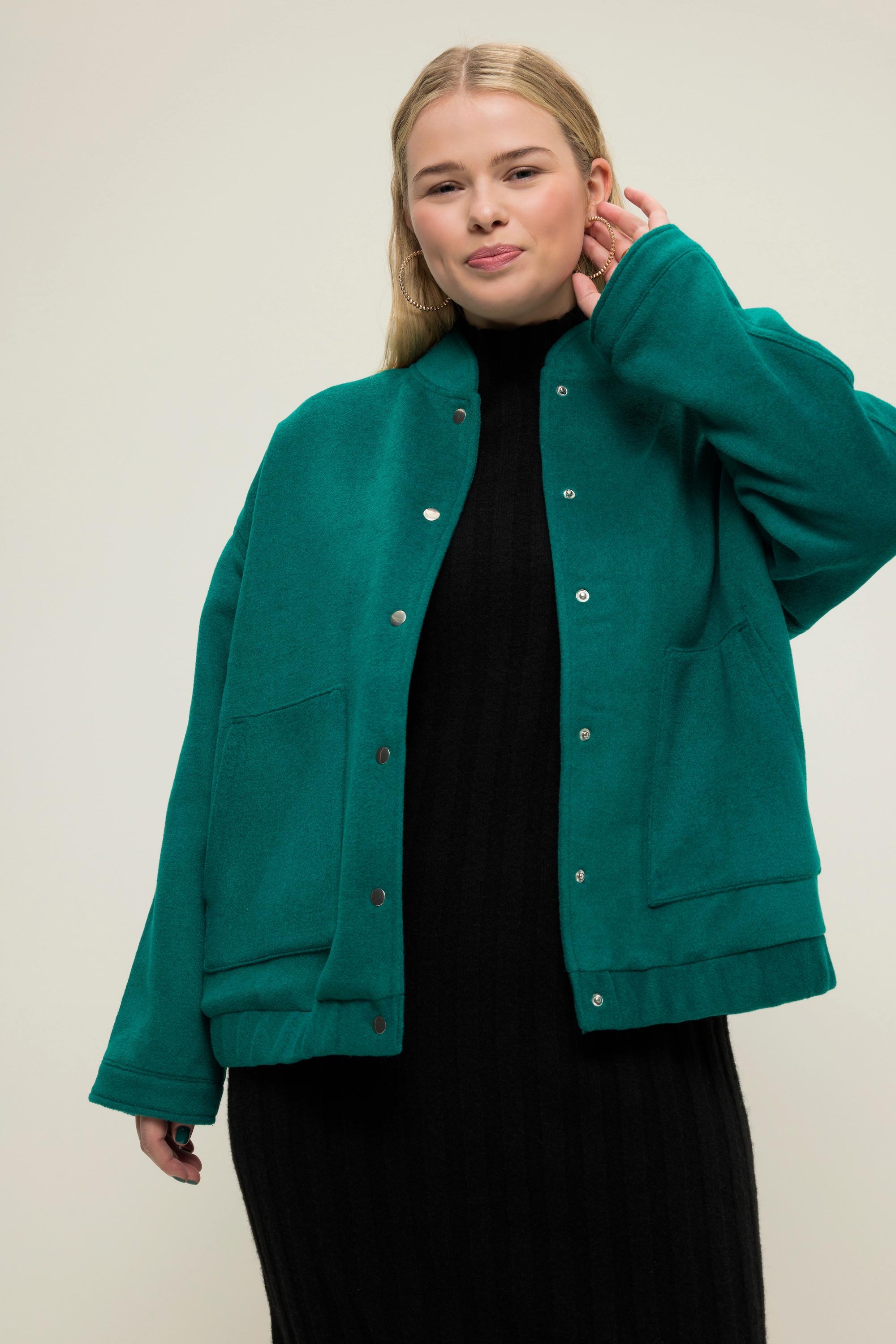 Studio Untold  Blouson, oversized, lainage, encolure style veste Teddy, ourlet élastique 