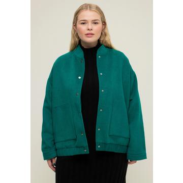 Blouson, oversized, lainage, encolure style veste Teddy, ourlet élastique