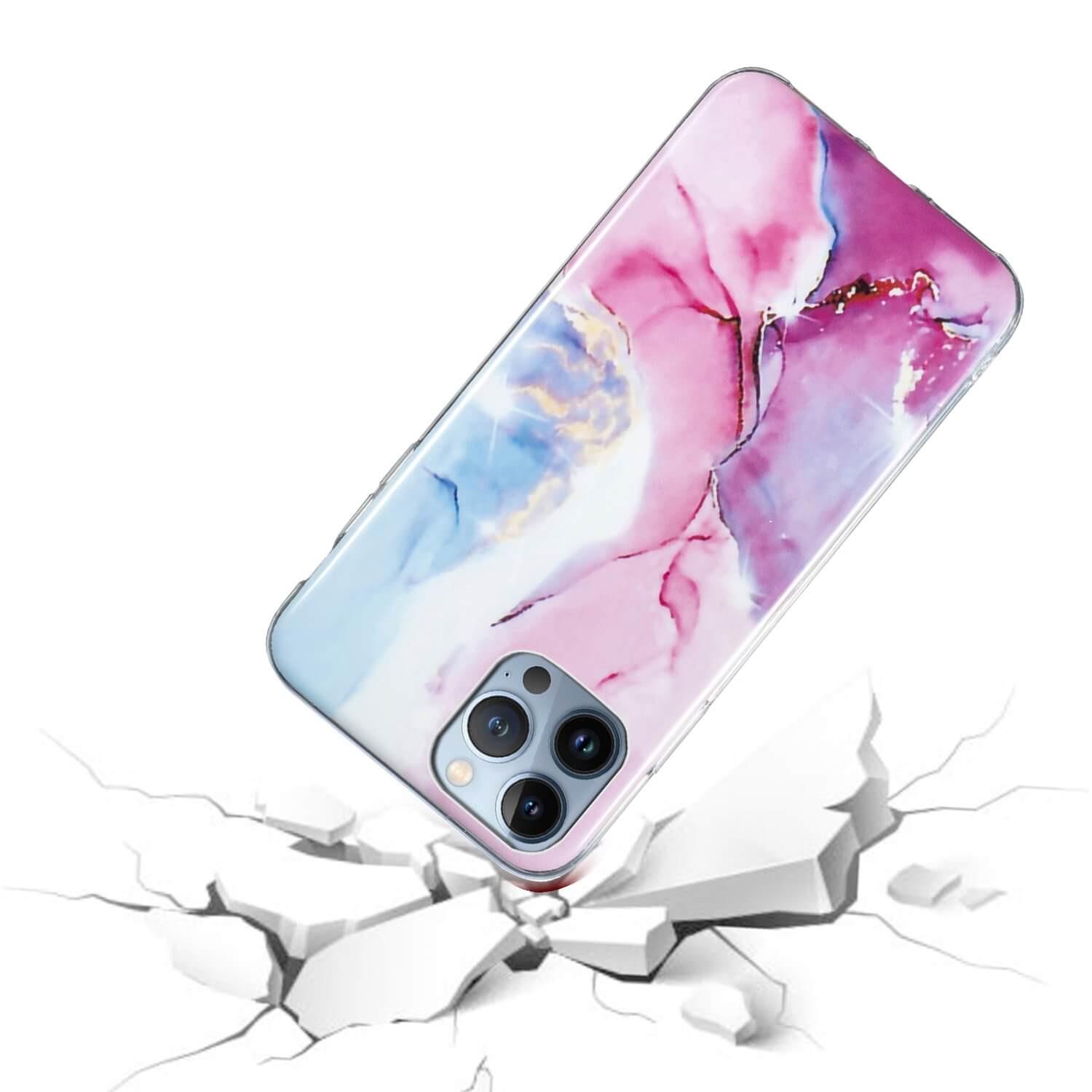 Cover-Discount  iPhone 14 Pro Max - Coque en silicone Pink Marble 