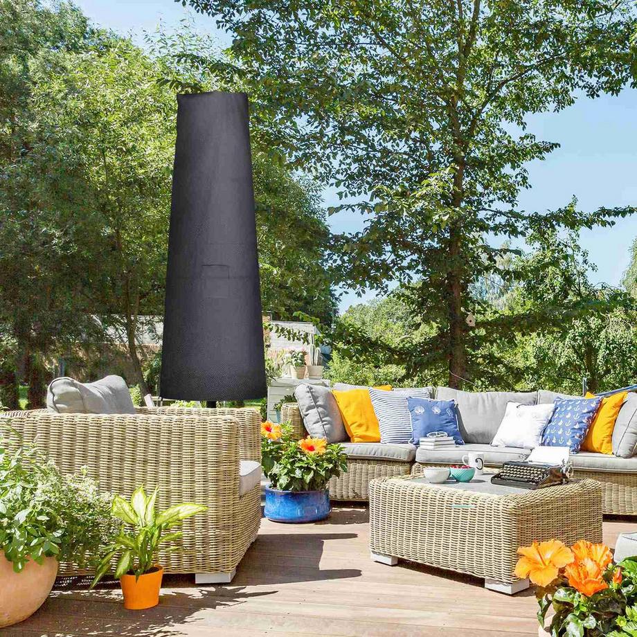 Northio Sonnenschirm Schutzhülle Für Sonnenshirm Bis Ø400 Cm Abdeckung Schirmschutzhaube Mit Reißverschluss, Tasche Stab Oxfordstoff Schwarz  