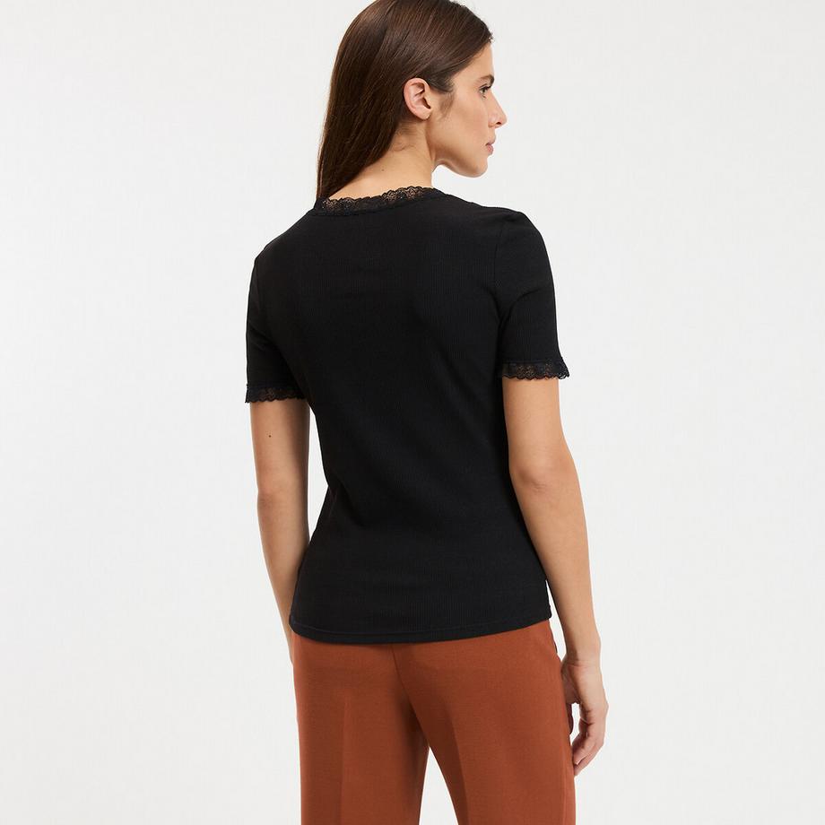 La Redoute Collections T-Shirt Scollo a V Dettagli in Pizzo  