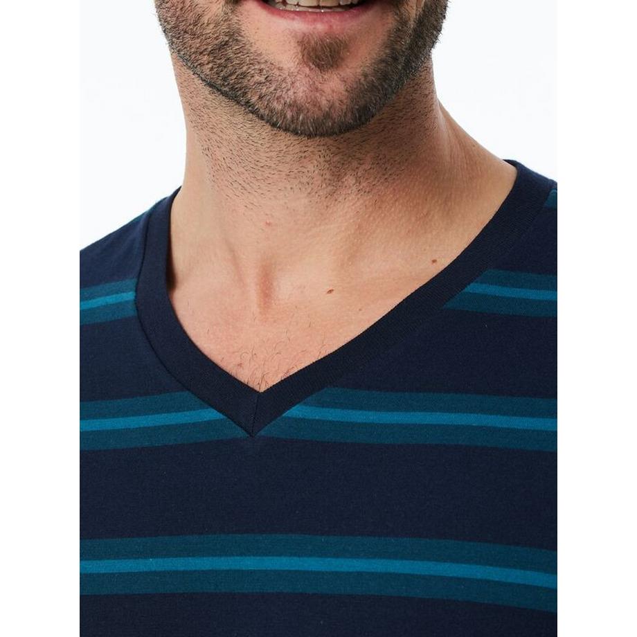 Schiesser Gestreiftes Langarm V-Ausschnitt Pyjama Set  