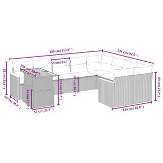 VidaXL Ensemble de canapés de jardin rotin synthétique  