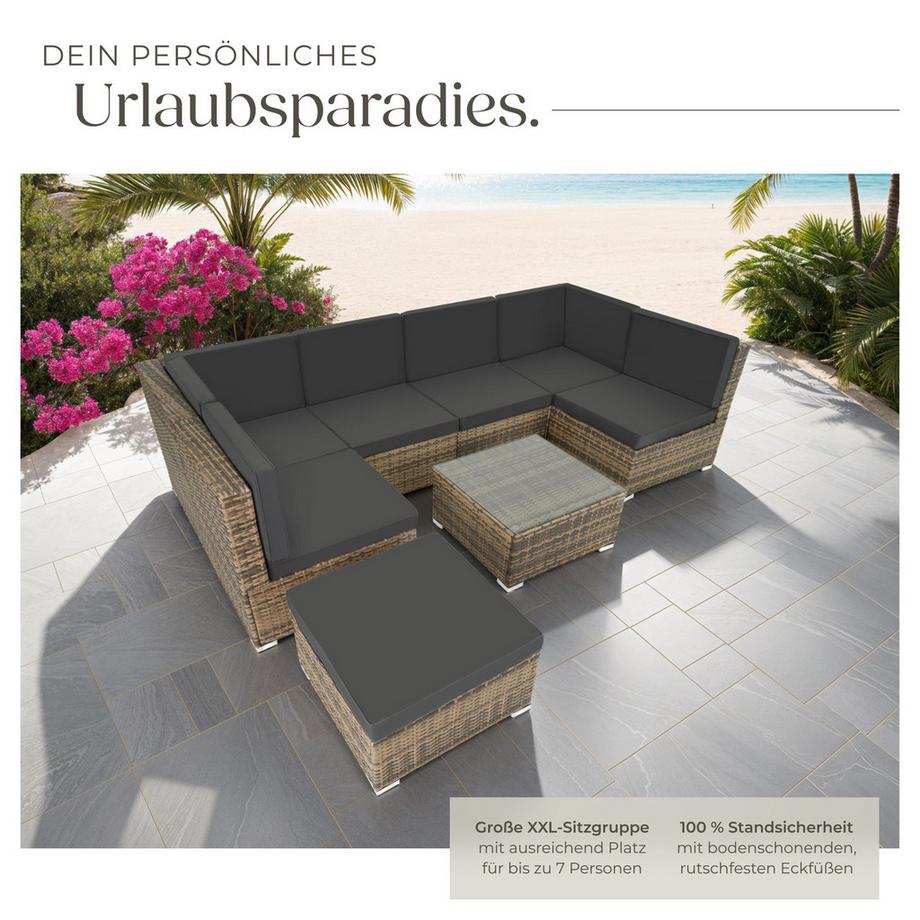 Tectake Rattan Lounge Venedig für 6 bis 7 Personen widerstandsfähig  