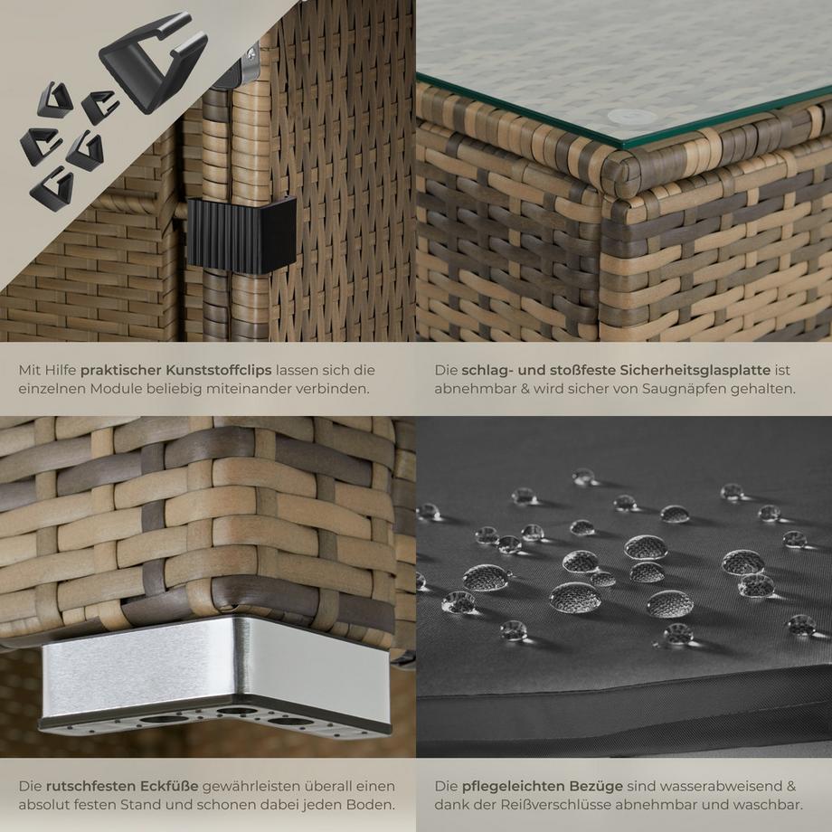 Tectake Rattan Lounge Venedig für 6 bis 7 Personen widerstandsfähig  