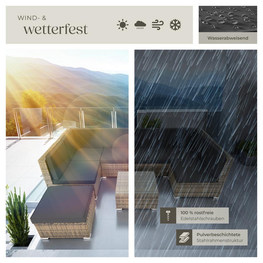 Tectake Rattan Lounge Venedig für 6 bis 7 Personen widerstandsfähig  