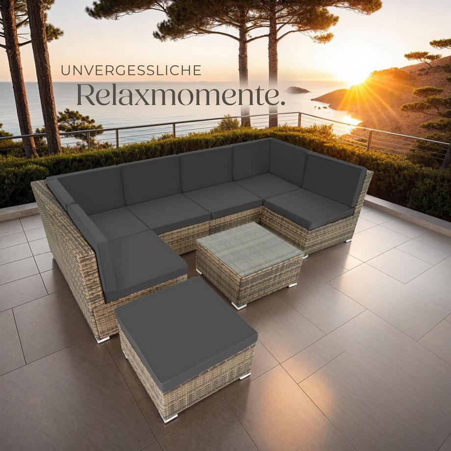 Tectake Rattan Lounge Venedig für 6 bis 7 Personen widerstandsfähig  