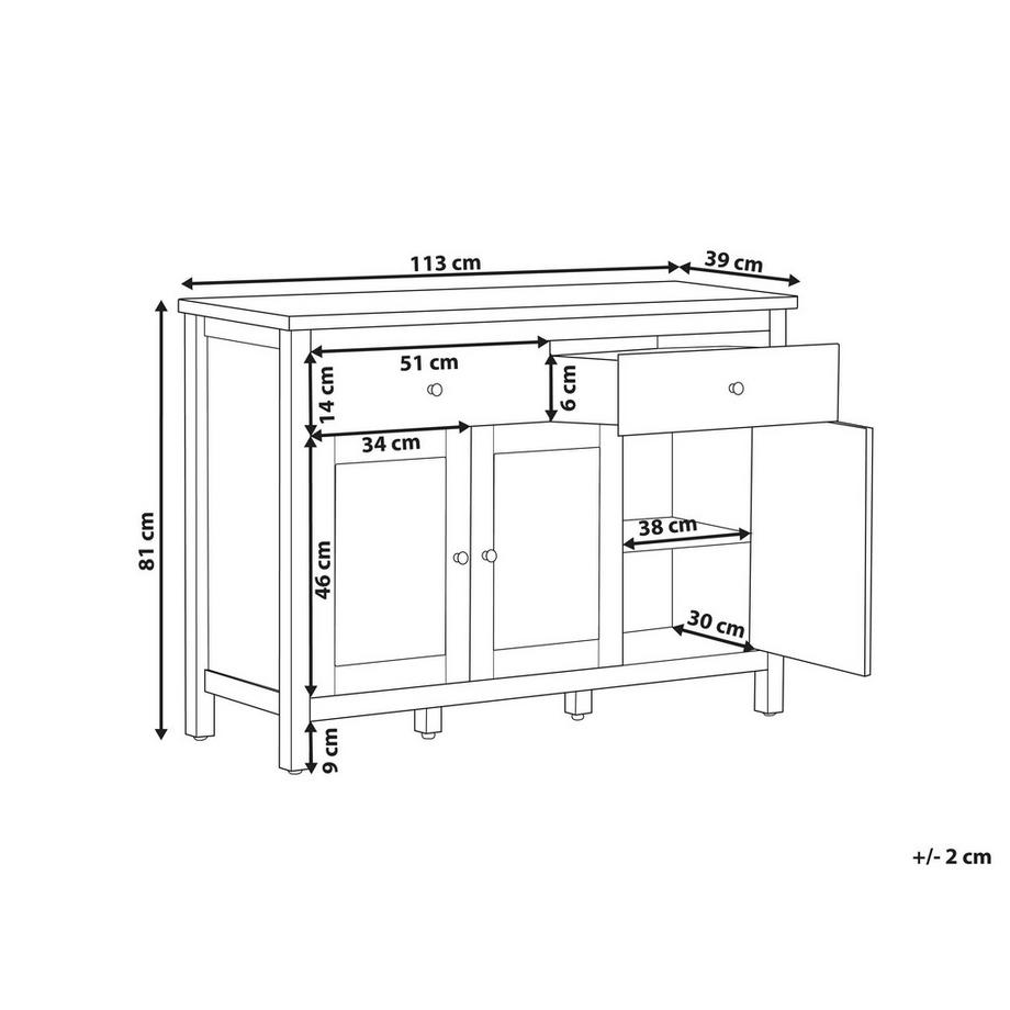Beliani Commode 3 portes en MDF Scandinave ATOCA  