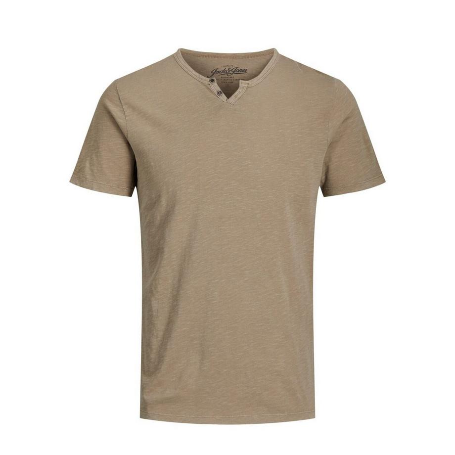 JACK & JONES T-Shirt Slim Fit Geschlitzter Kragen  