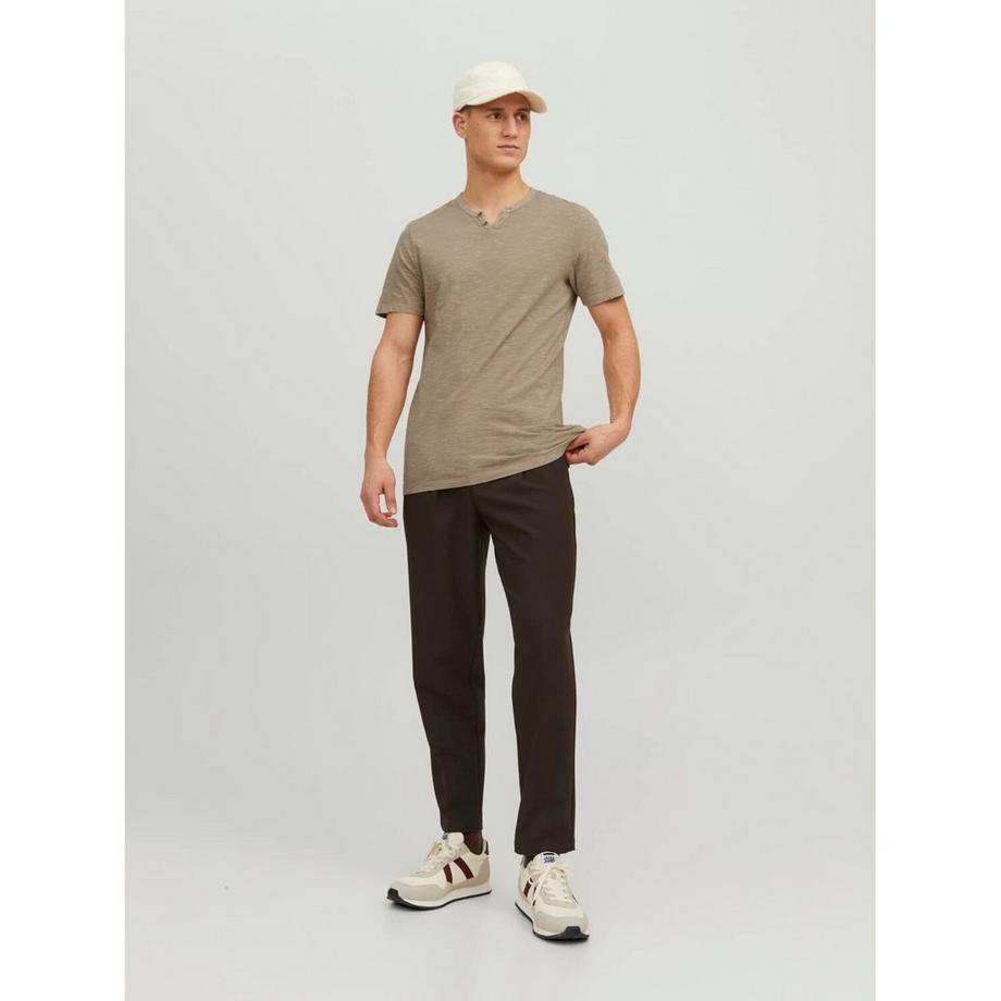 JACK & JONES T-Shirt Slim Fit Geschlitzter Kragen  