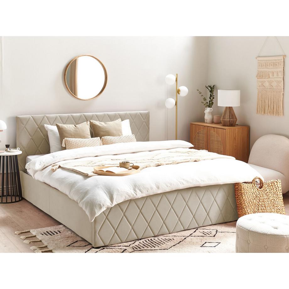 Beliani Lit à lattes en Velours Moderne ROCHEFORT  