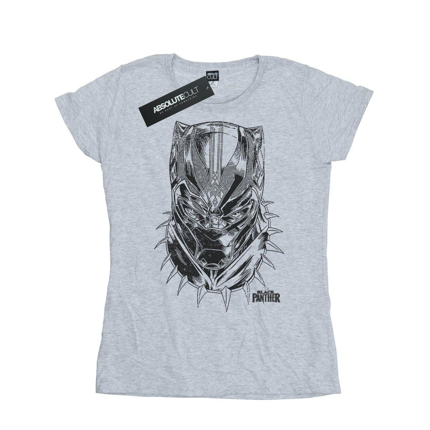 Image of Black Panther Spray Headshot Tshirt Damen Grau S