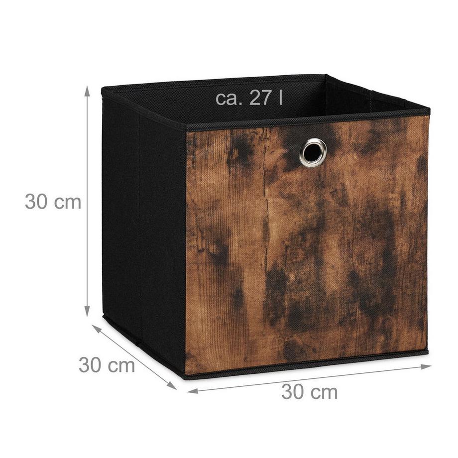 Northix Scatola portaoggetti in tessuto effetto legno, confezione da 6  