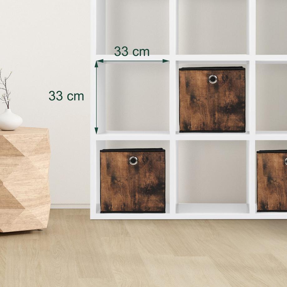 Northix Scatola portaoggetti in tessuto effetto legno, confezione da 6  