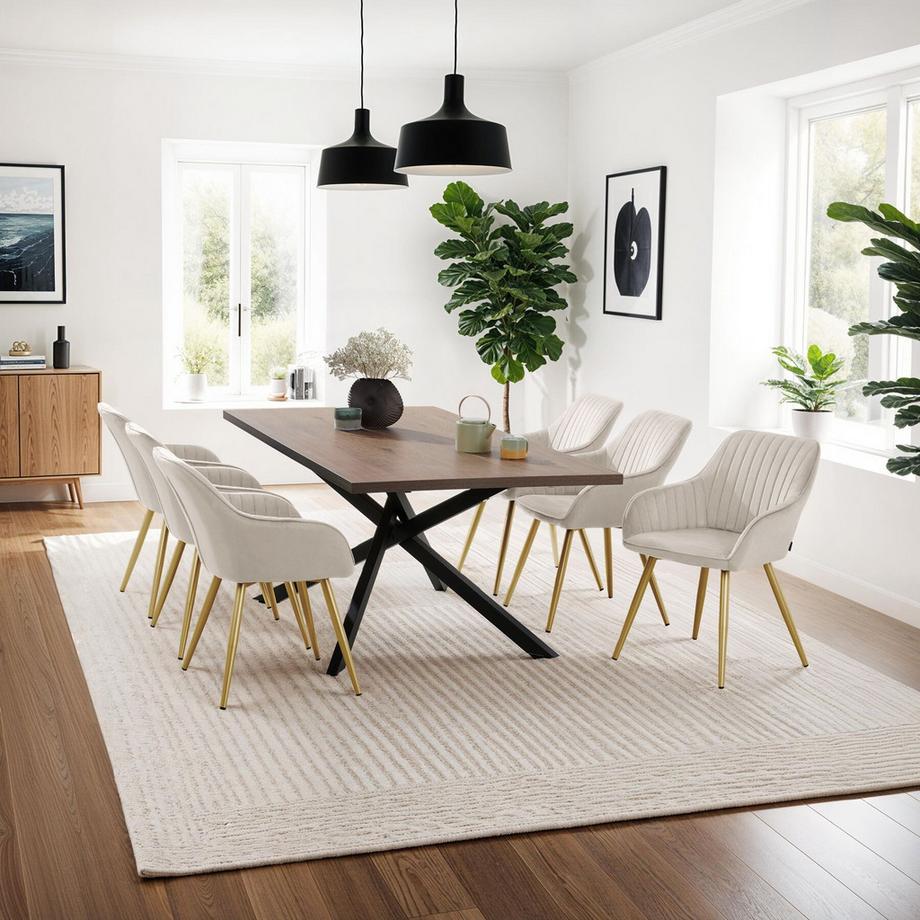 Tectake Chaise de salle à manger MARILYN en velours matelassé et rembourré  