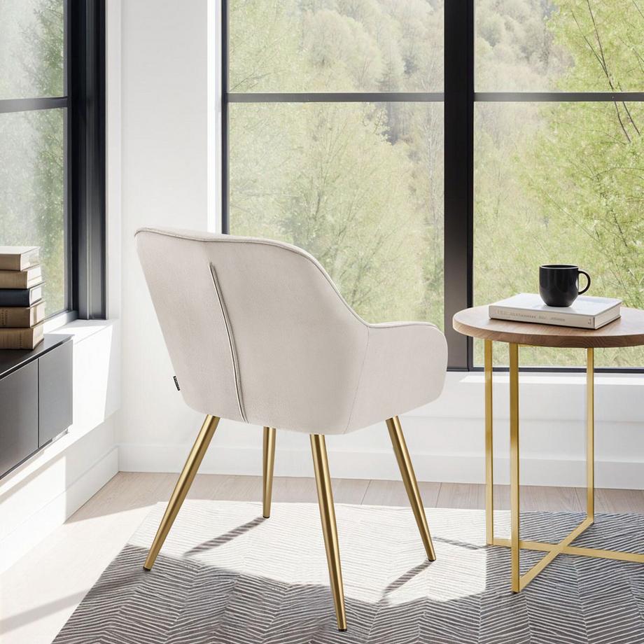 Tectake Chaise de salle à manger MARILYN en velours matelassé et rembourré  