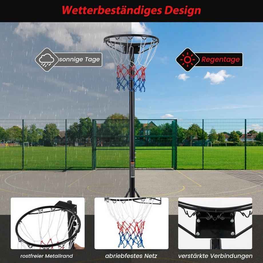 Northio  Basketballkorb Outdoor tragbarer Basketballständer 260-305cm höhenverstelbar Schwarz 