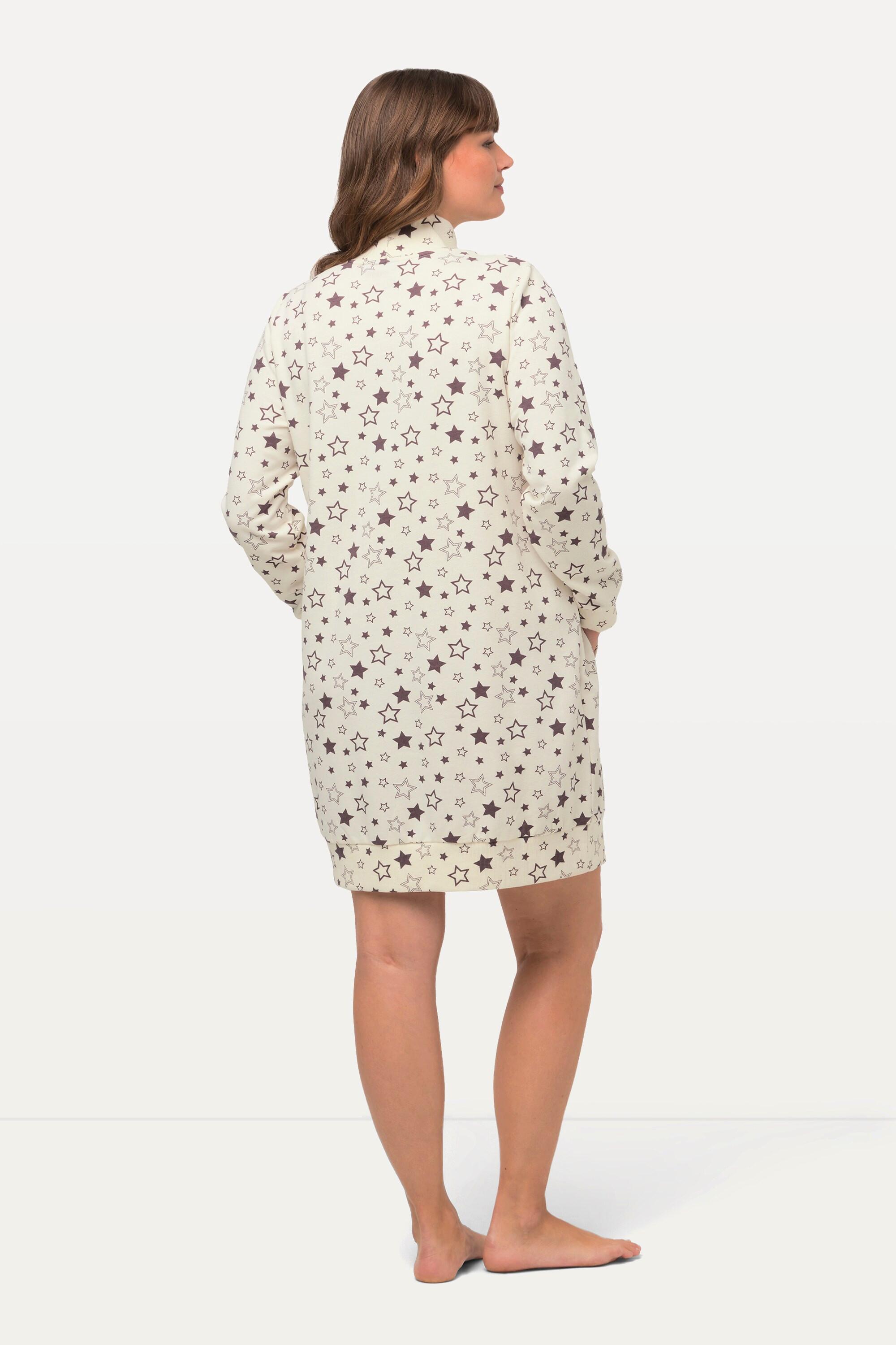 Ulla Popken Robe d'intérieur Imprimé étoiles Col montant Manches longues  