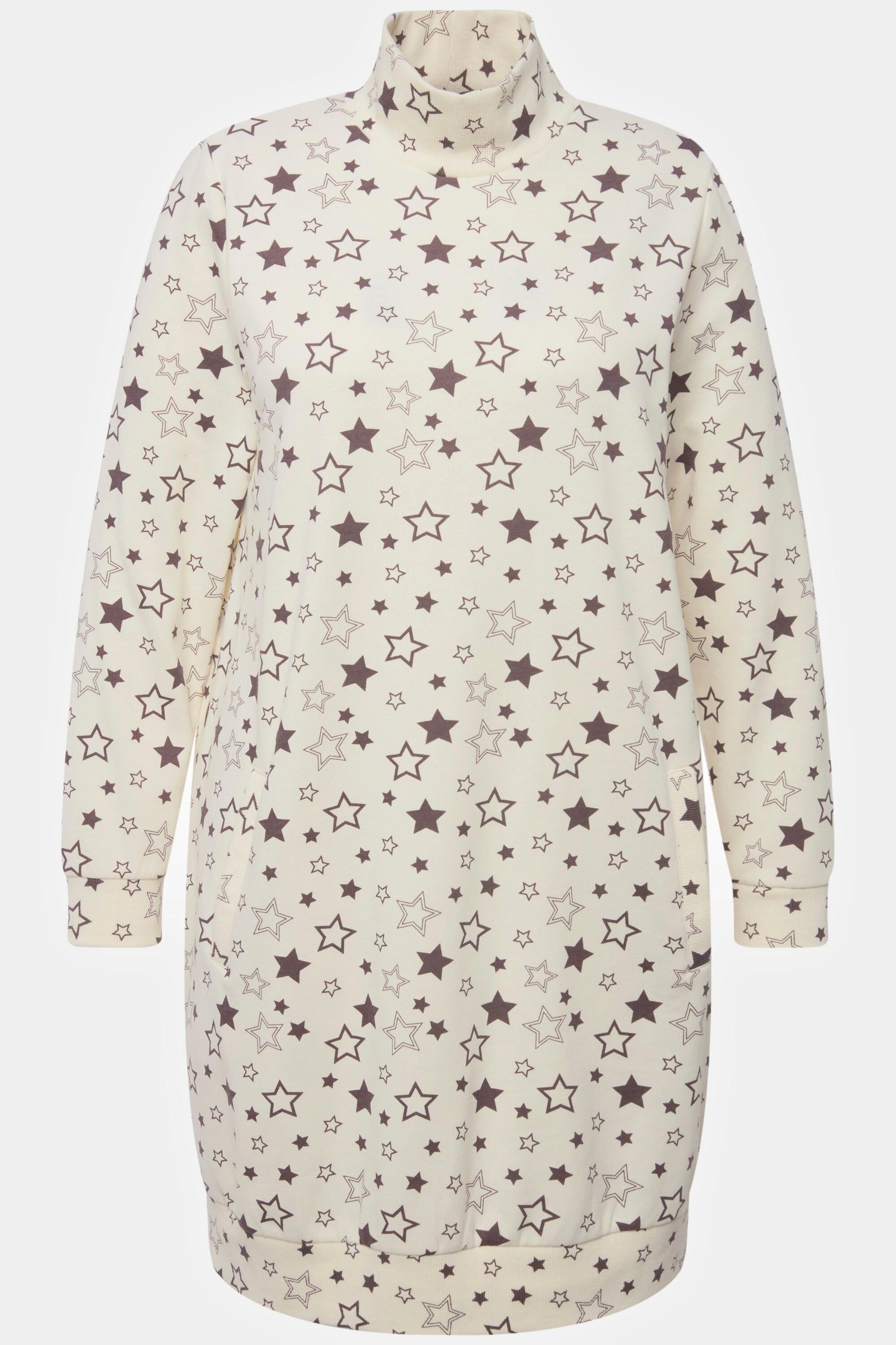 Ulla Popken Abito Loungewear Stampa stelle Collo alto Maniche lunghe  