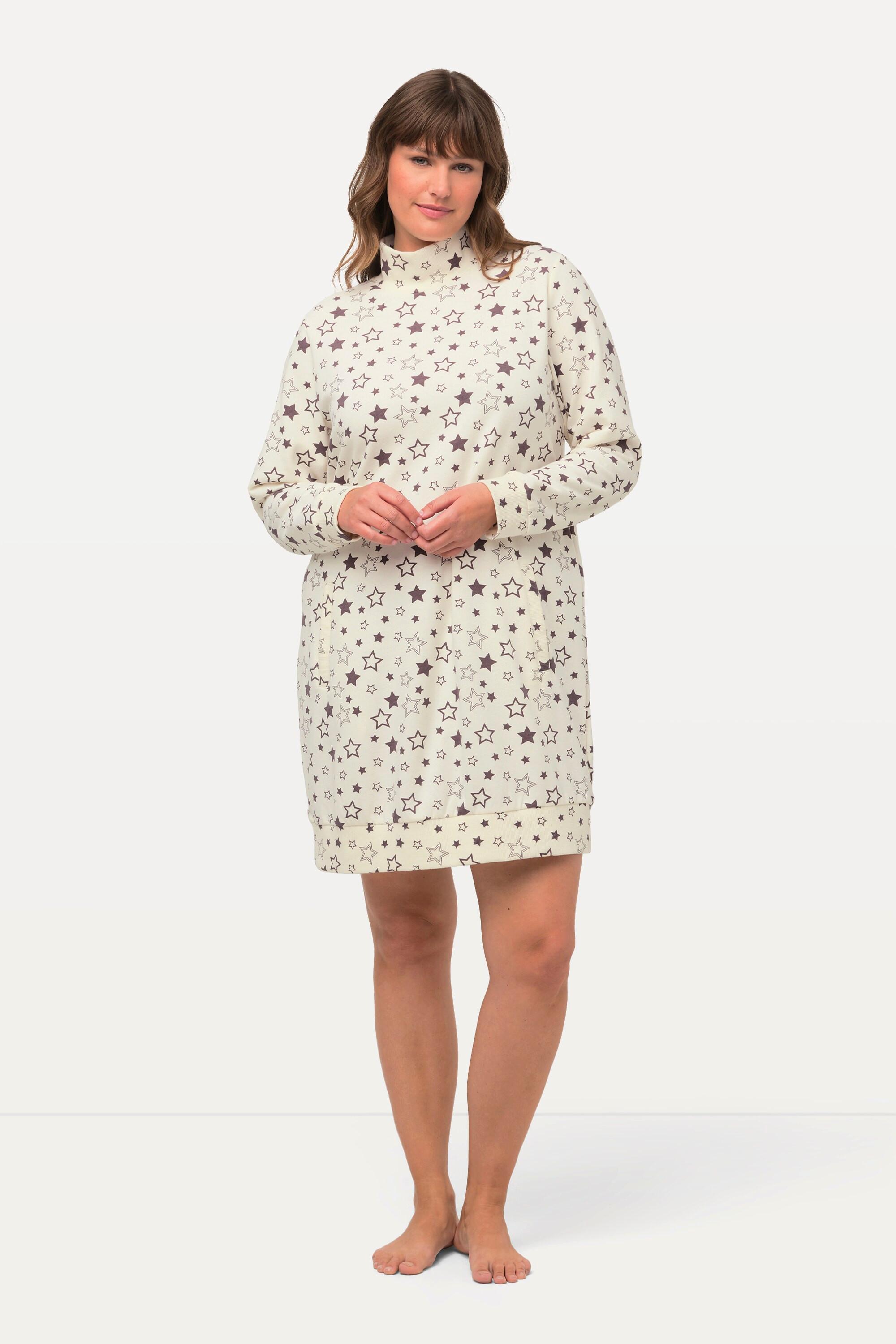 Ulla Popken Abito Loungewear Stampa stelle Collo alto Maniche lunghe  