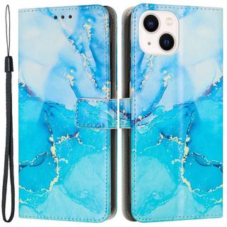 Cover-Discount  iPhone 14 - Leder Hülle Blue Marble 