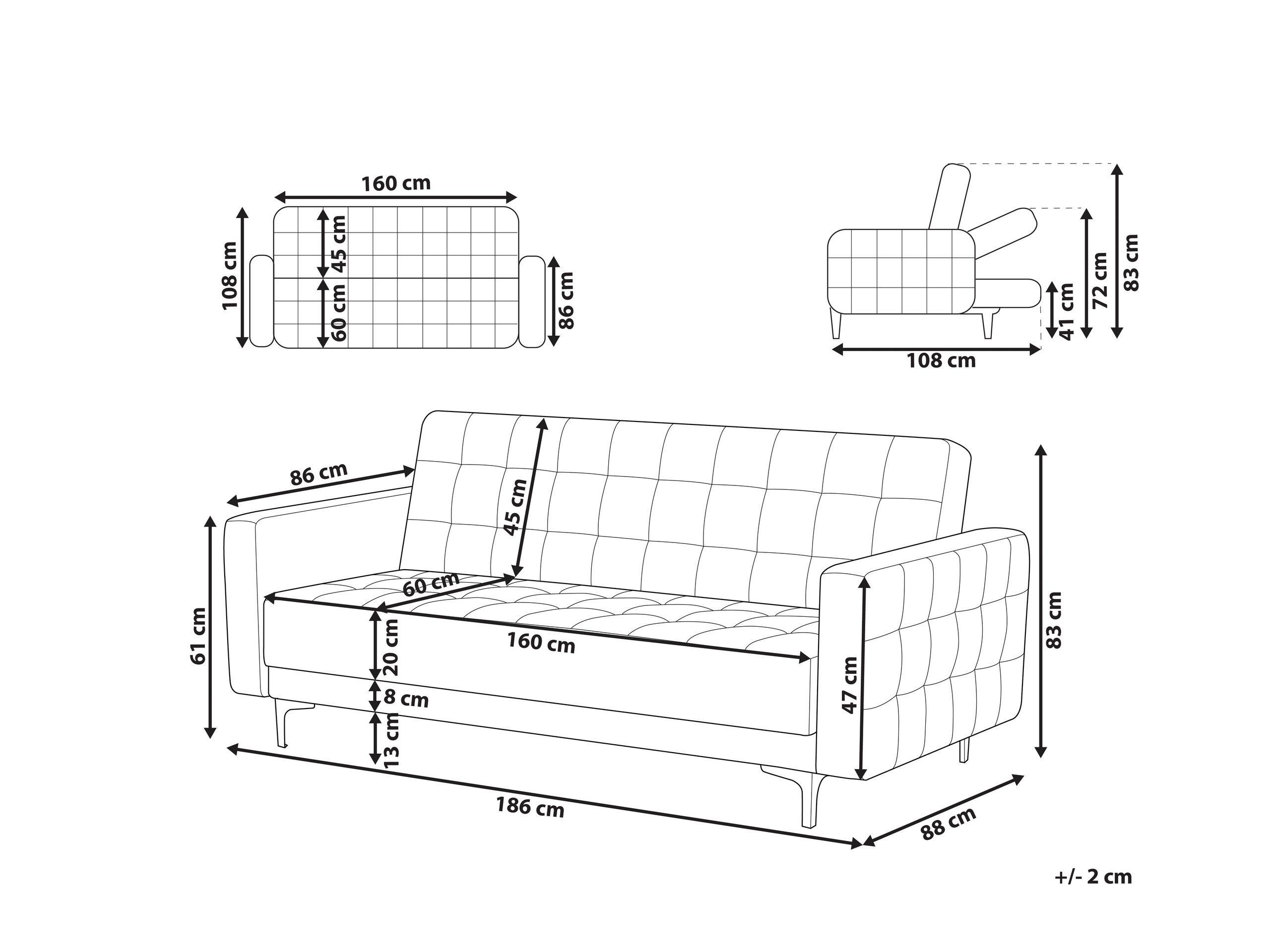 Beliani 3 Sitzer Sofa aus Samtstoff Modern ABERDEEN  