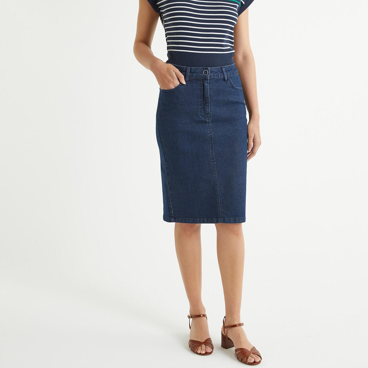 Image of Jeansrock Aus Stretch-denim Damen Blau 50
