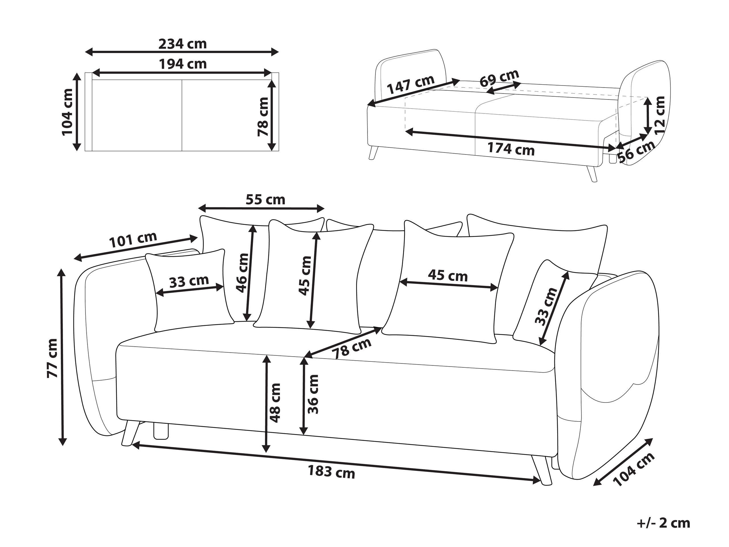 Beliani Schlafsofa aus Samtstoff Modern VALLANES  