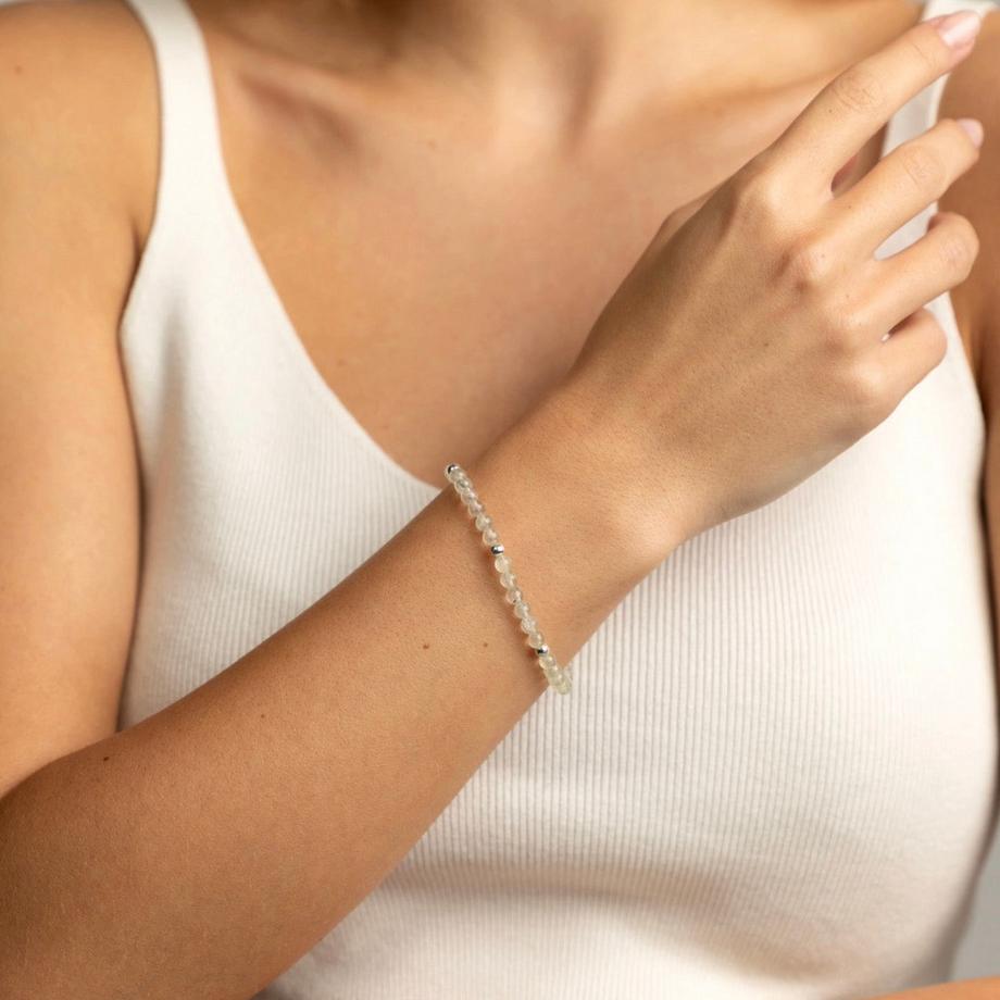 Balibay  Selina  Stretch Armband mit Prehnit Steinen und Silber 