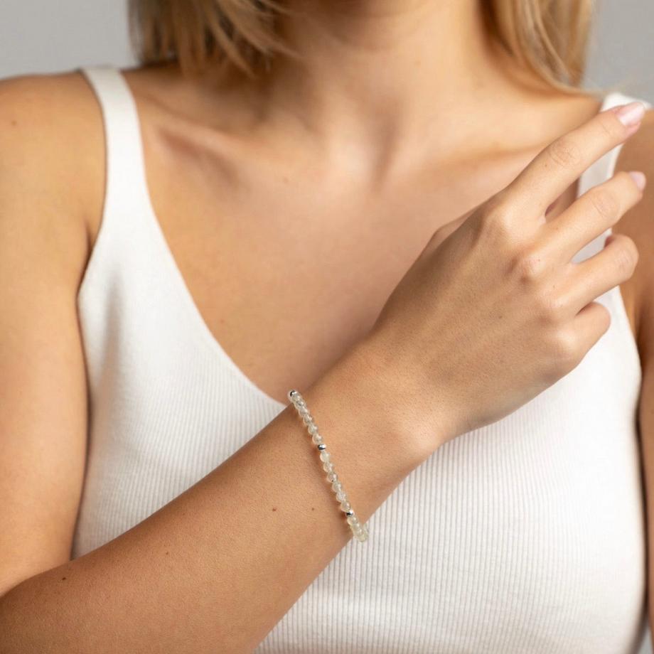 Balibay  Selina  Stretch Armband mit Prehnit Steinen und Silber 