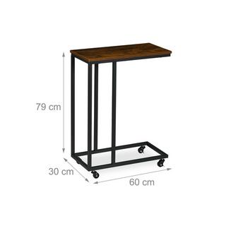 Northix Tavolino laterale a forma di C, ruote  