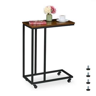 Northix Tavolino laterale a forma di C, ruote  