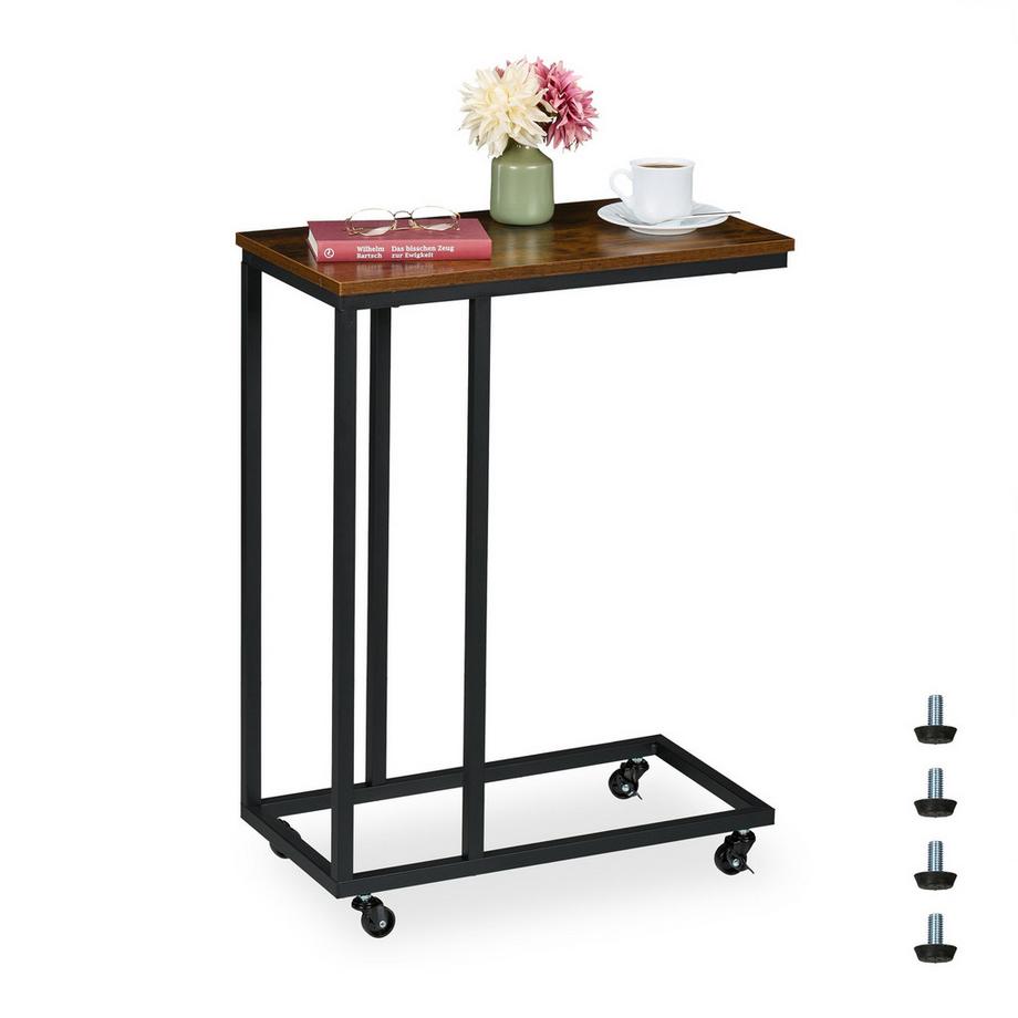 Table d'appoint en forme de C, roulettes