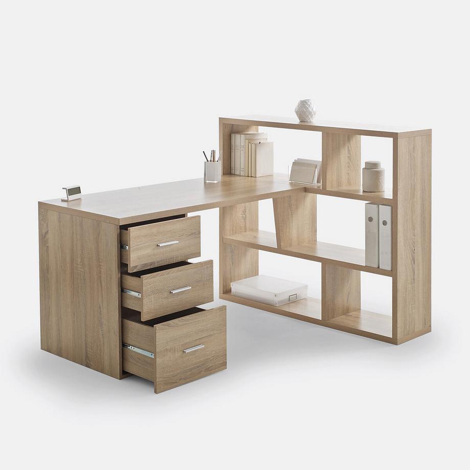 SO'HOME Schreibtisch mit Bücherregal Fenon  