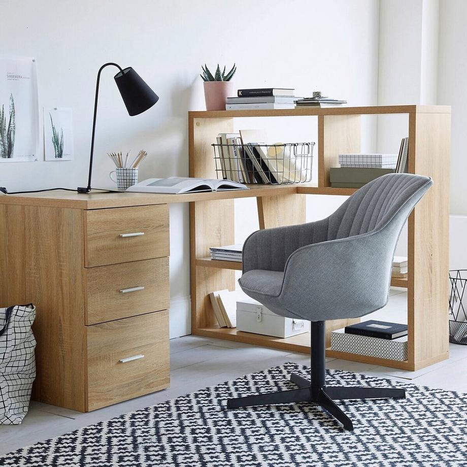 SO'HOME Schreibtisch mit Bücherregal Fenon  