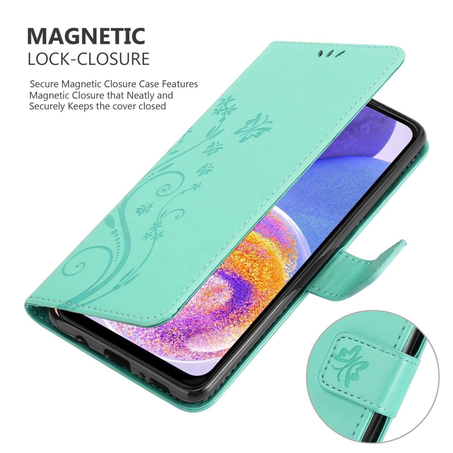 Cadorabo  Hülle für Samsung Galaxy A23 4G  5G Blumen Design Magnetverschluss 