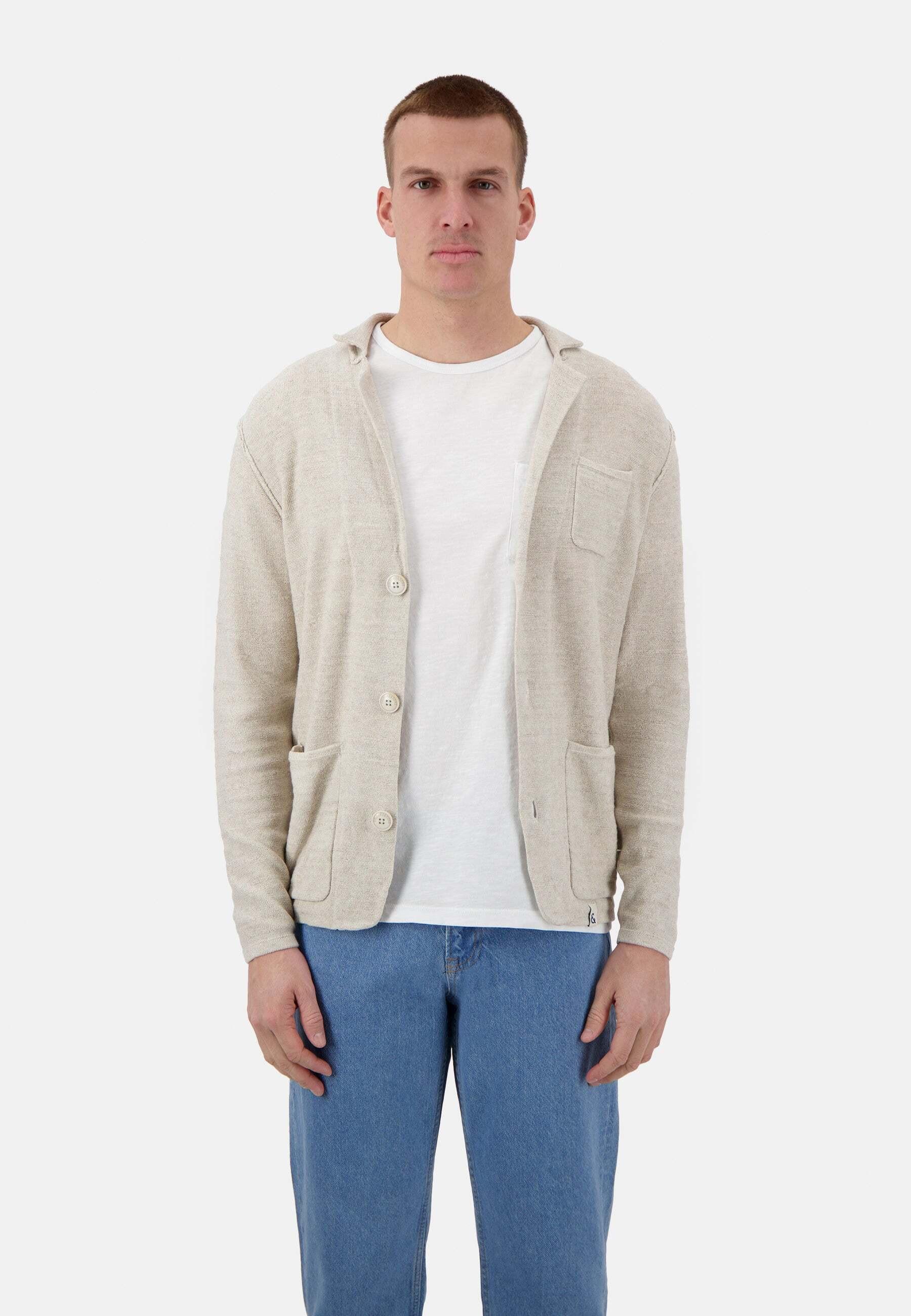 Image of Blazer Slub Herren Beige M