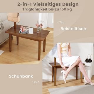Northix 3 in 1 Beistelltisch aus Massivholz Garderobenständer mit Schuhbank 76 x 43 x 168 cm Braun  