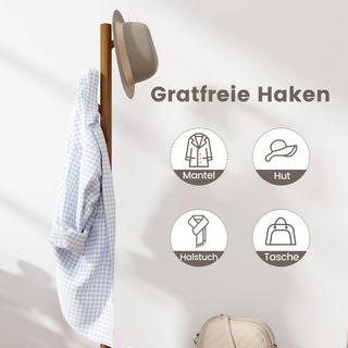 Northix 3 in 1 Beistelltisch aus Massivholz Garderobenständer mit Schuhbank 76 x 43 x 168 cm Braun  