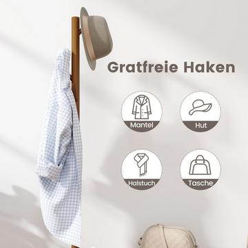 3 in 1 Beistelltisch aus Massivholz Garderobenständer mit Schuhbank 76 x 43 x 168 cm Braun