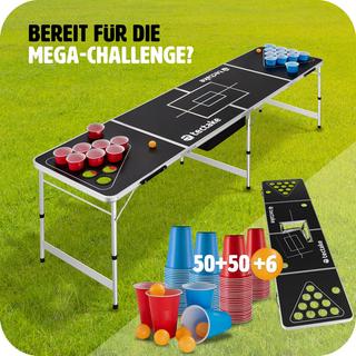 Tectake  Table de Bière Pong Beer Ball Blitz réglable en hauteur et pliable 