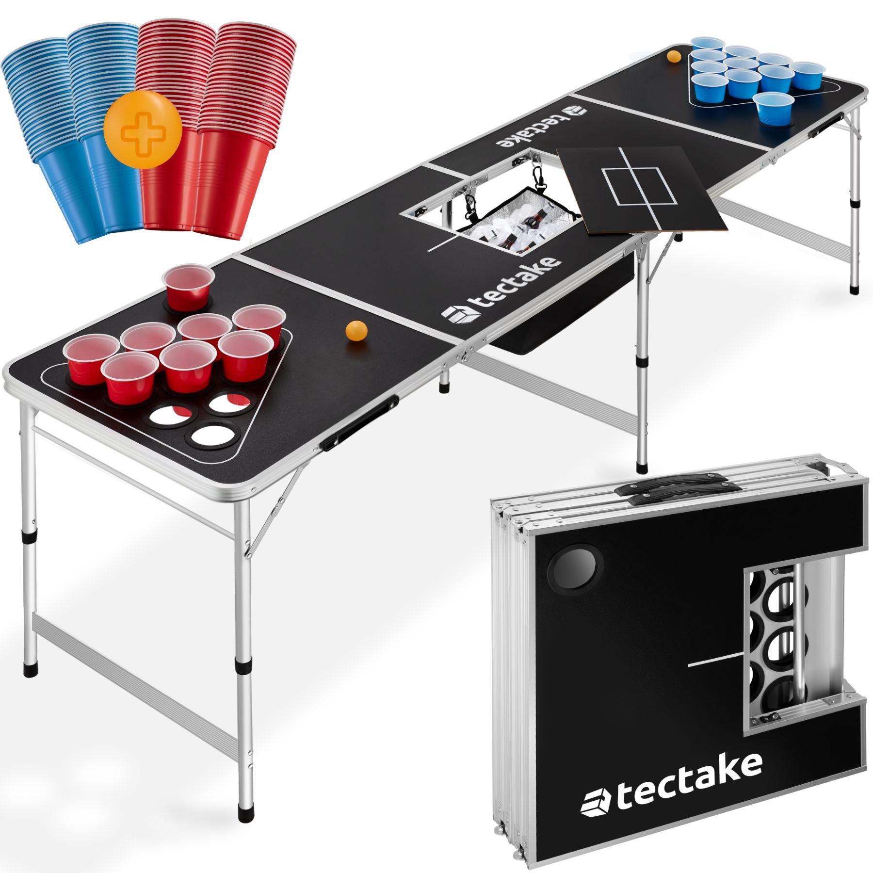 Tectake  Table de Bière Pong Beer Ball Blitz réglable en hauteur et pliable 