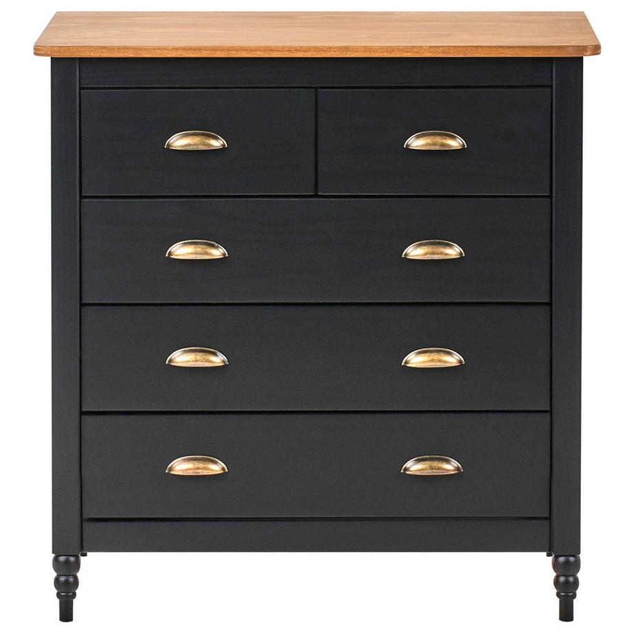 Beliani Commode à 5 tiroirs en Bois de pin Traditionnel SHILLINGTON  