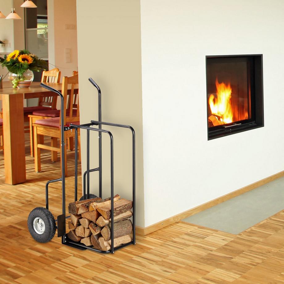B2X Chariot à bois de chauffage XL en métal  