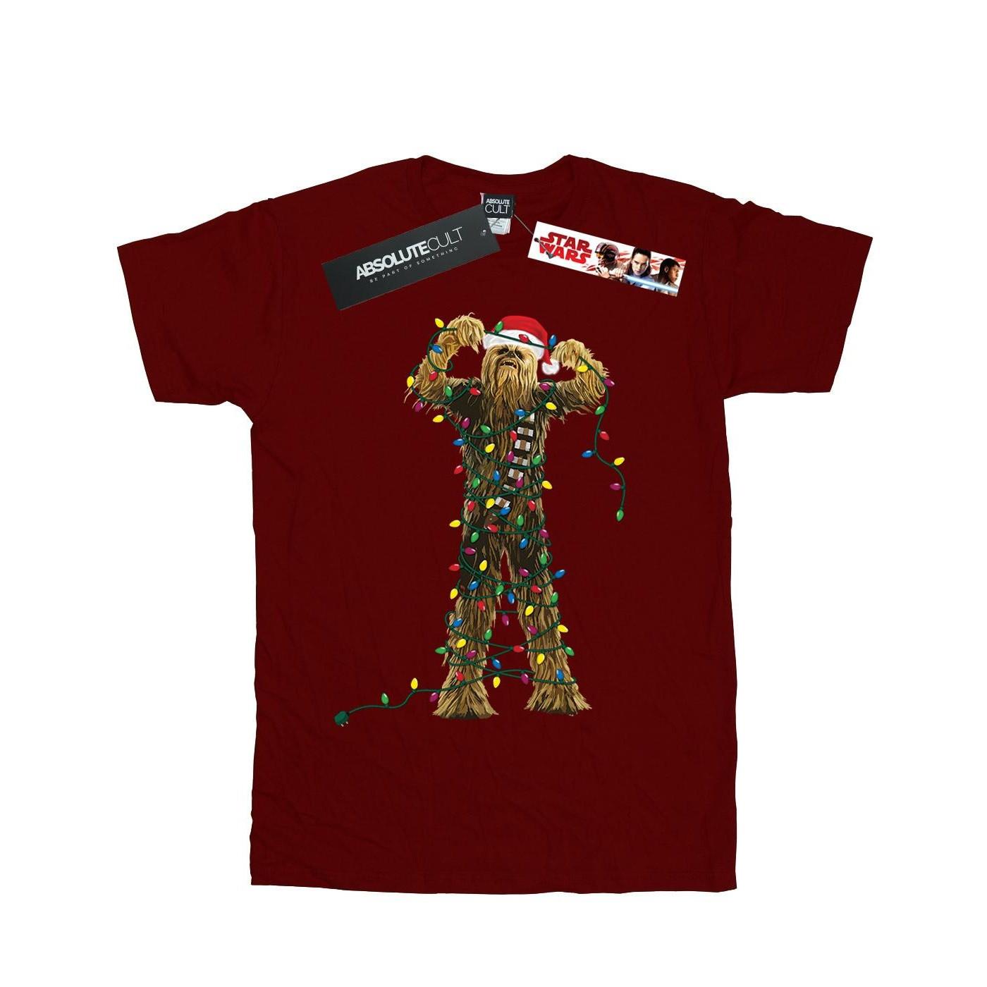 Image of Chewbacca Christmas Lights Tshirt Jungen Weinrot 140/146