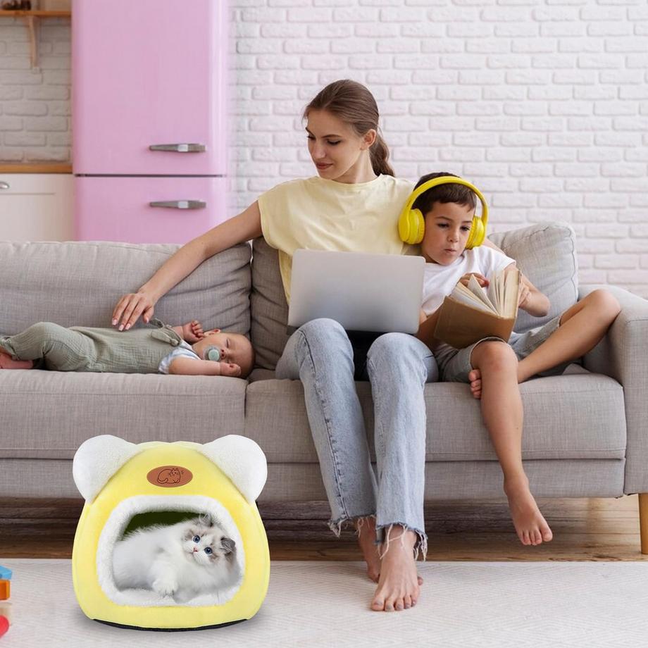 Alopini  Bett Warme Katzenhöhle Beruhigendes Bett für Katzen und kleine Hunde Schlafen 