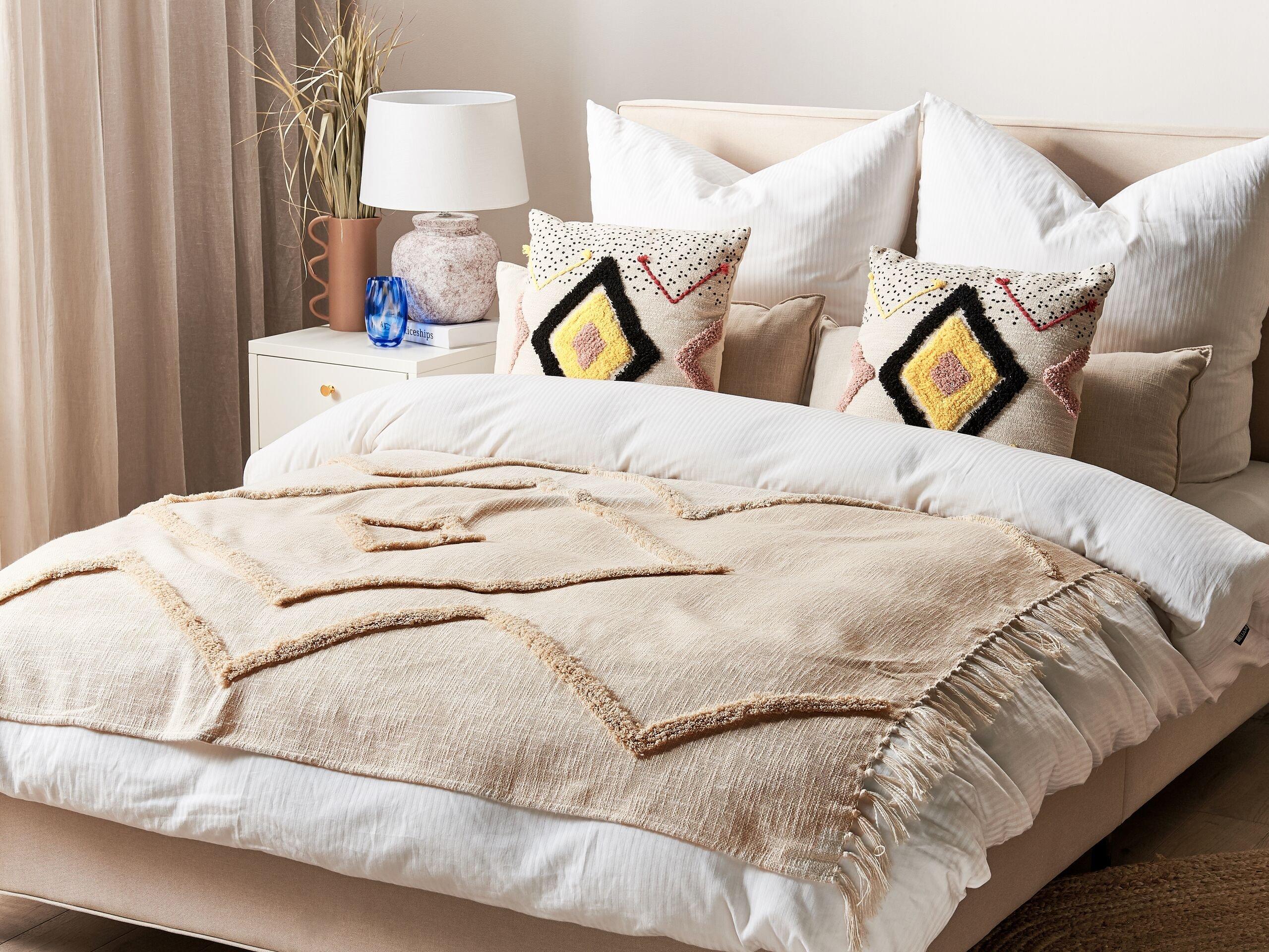 Beliani Jaunpur Couverture en Coton Boho  