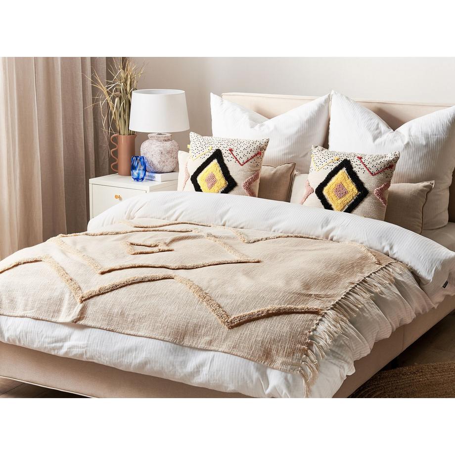 Beliani Boho Jaunpur Couverture en Coton  