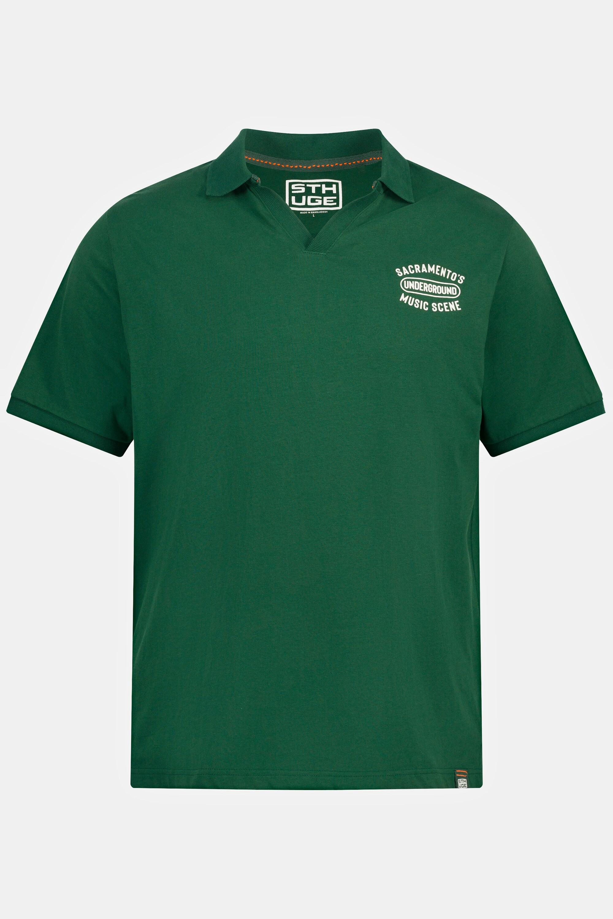 Sthuge  Maglia polo STHUGE di jersey con scollo a V e mezze maniche verde medio 